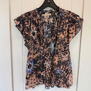 ULLA JOHNSON FLUTTER SLEEVE BLOUSE, SZ 4